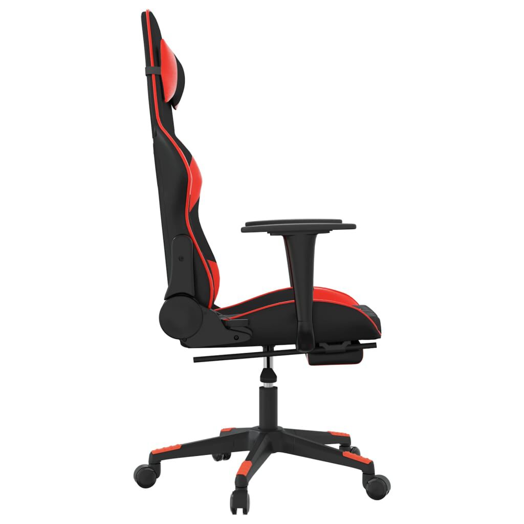 vidaXL Καρέκλα Gaming Μασάζ Υποπόδιο Μαύρο/Κόκκινο από Συνθετικό Δέρμα