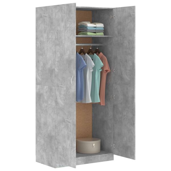 vidaXL Ντουλάπα Γκρι του Σκυροδέματος 90 x 52 x 200 εκ. Επεξ. Ξύλο