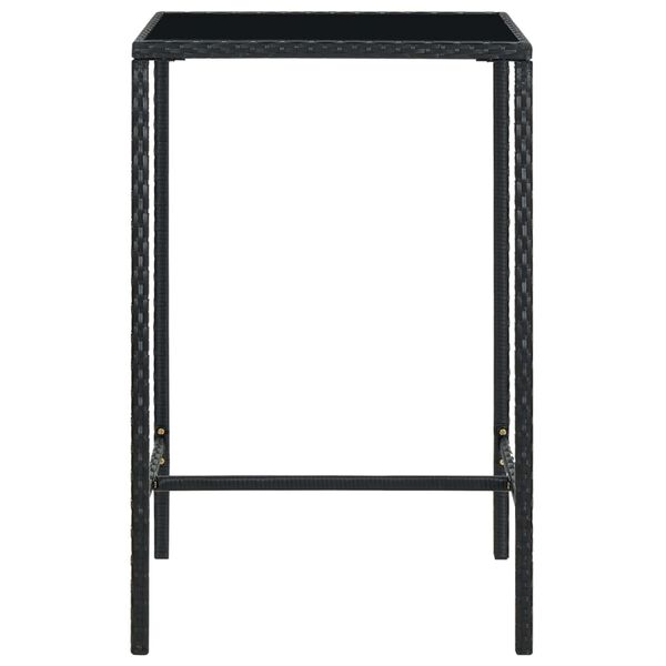 vidaXL Τραπέζι Μπαρ Κήπου Μαύρο 70x70x110 εκ. Συνθετικό Ρατάν/Γυαλί