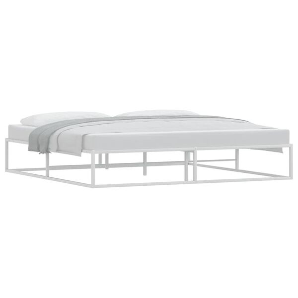 vidaXL Πλαίσιο κρεβατιού χωρίς στρώμα Λευκό 200x200 cm Μεταλλικό