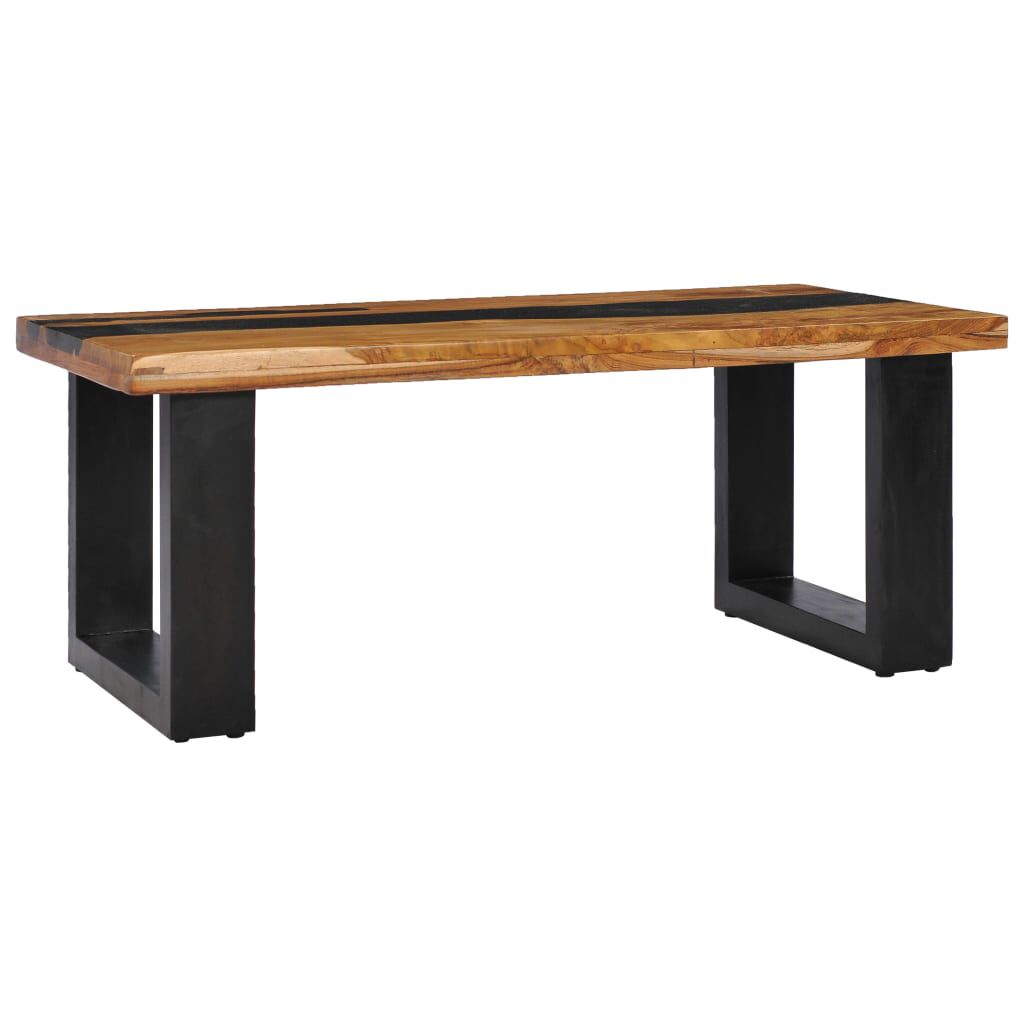 vidaXL Τραπέζι Σαλονιού 100x50x40 εκ. Μασίφ Ξύλο Teak/Ηφαιστ. Πέτρωμα