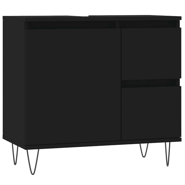 vidaXL Ντουλάπι Μπάνιου Μαύρο 65x33x60 εκ. Επεξεργασμένο Ξύλο