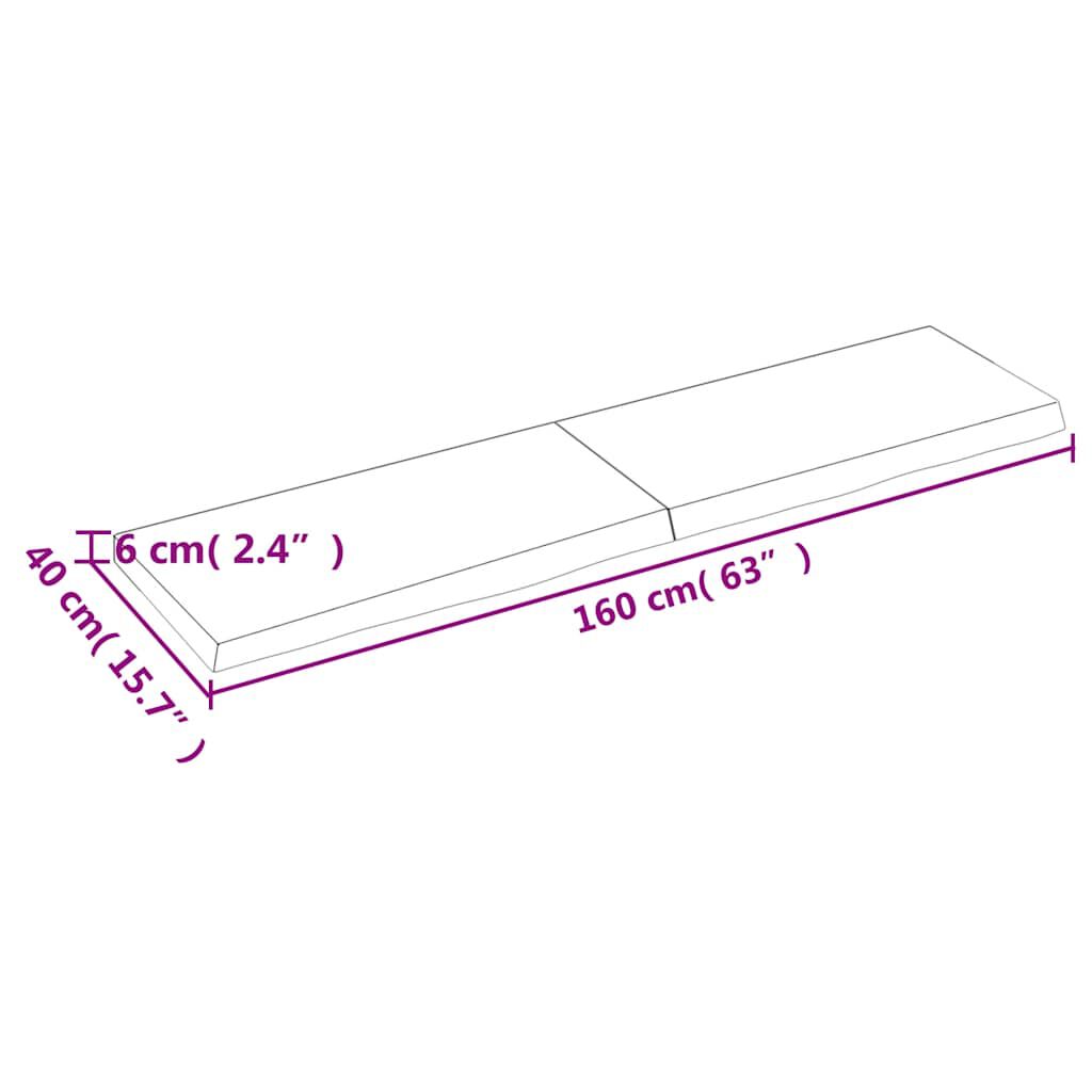 vidaXL Ράφι Τοίχου Ανοιχτό Καφέ 160x40x(2-6)εκ. Επεξ. Μασίφ Ξύλο Δρυός