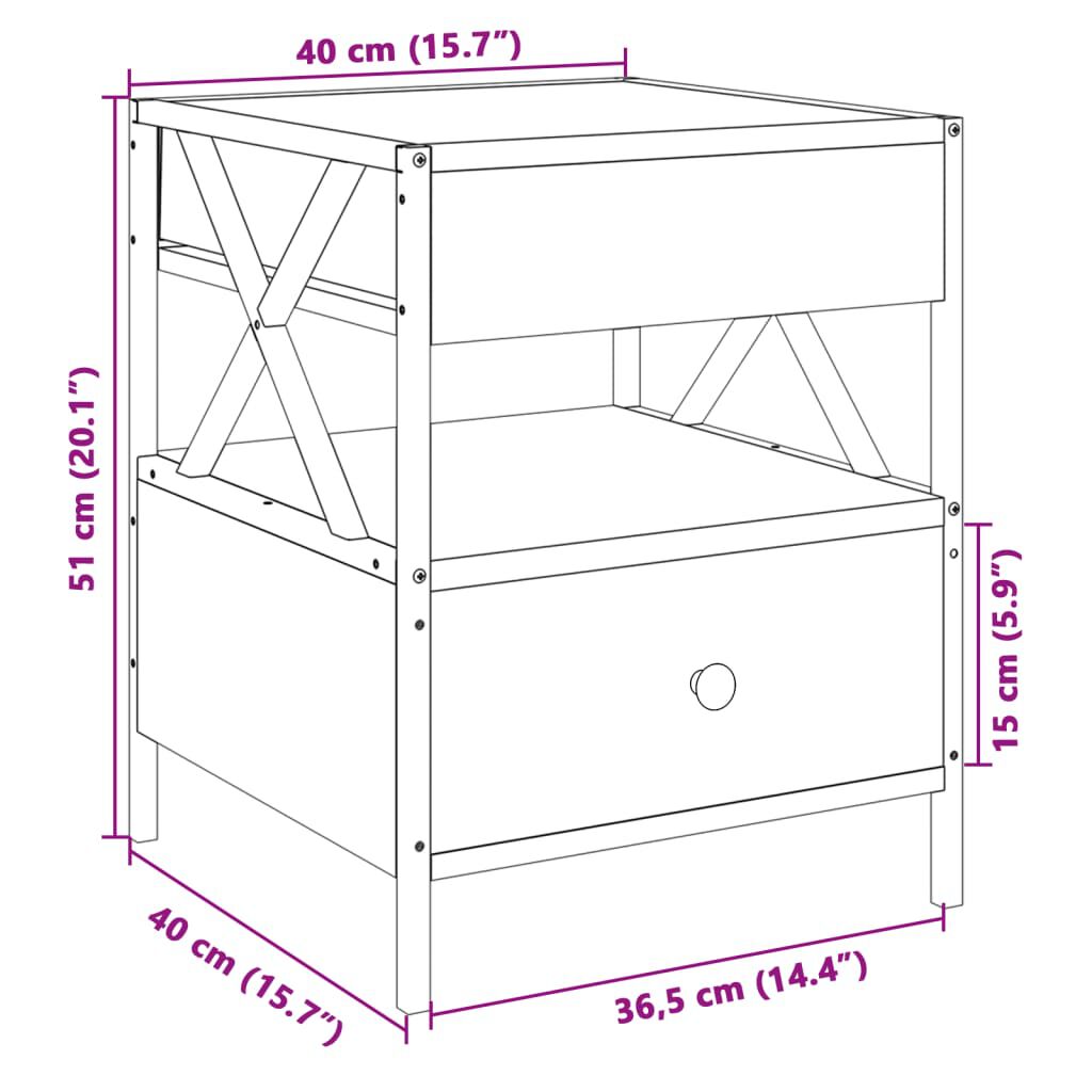 vidaXL Κομοδίνο Άπειρο Φως LED Μαύρο 40x40x51 εκ.