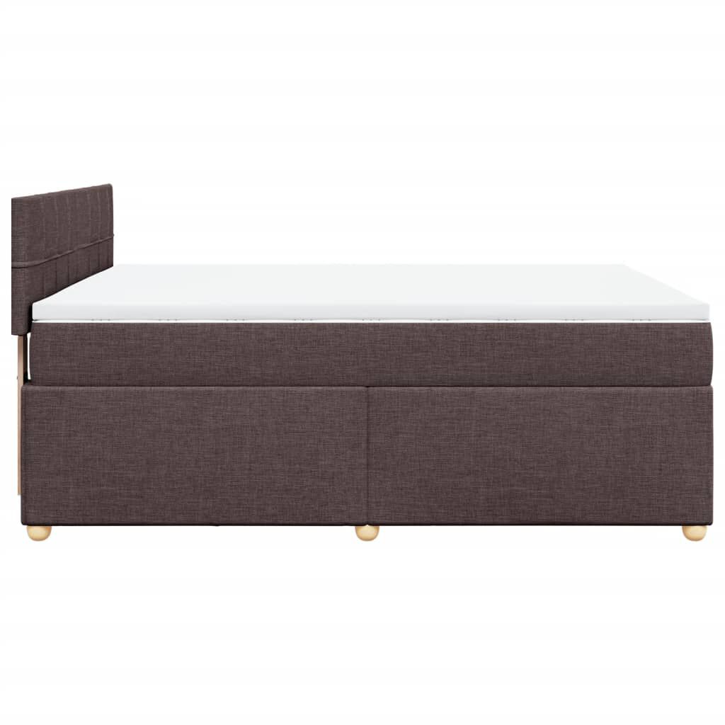 vidaXL Κρεβάτι Boxspring με Στρώμα Σκούρο Καφέ 140x190 εκ. Υφασμάτινο