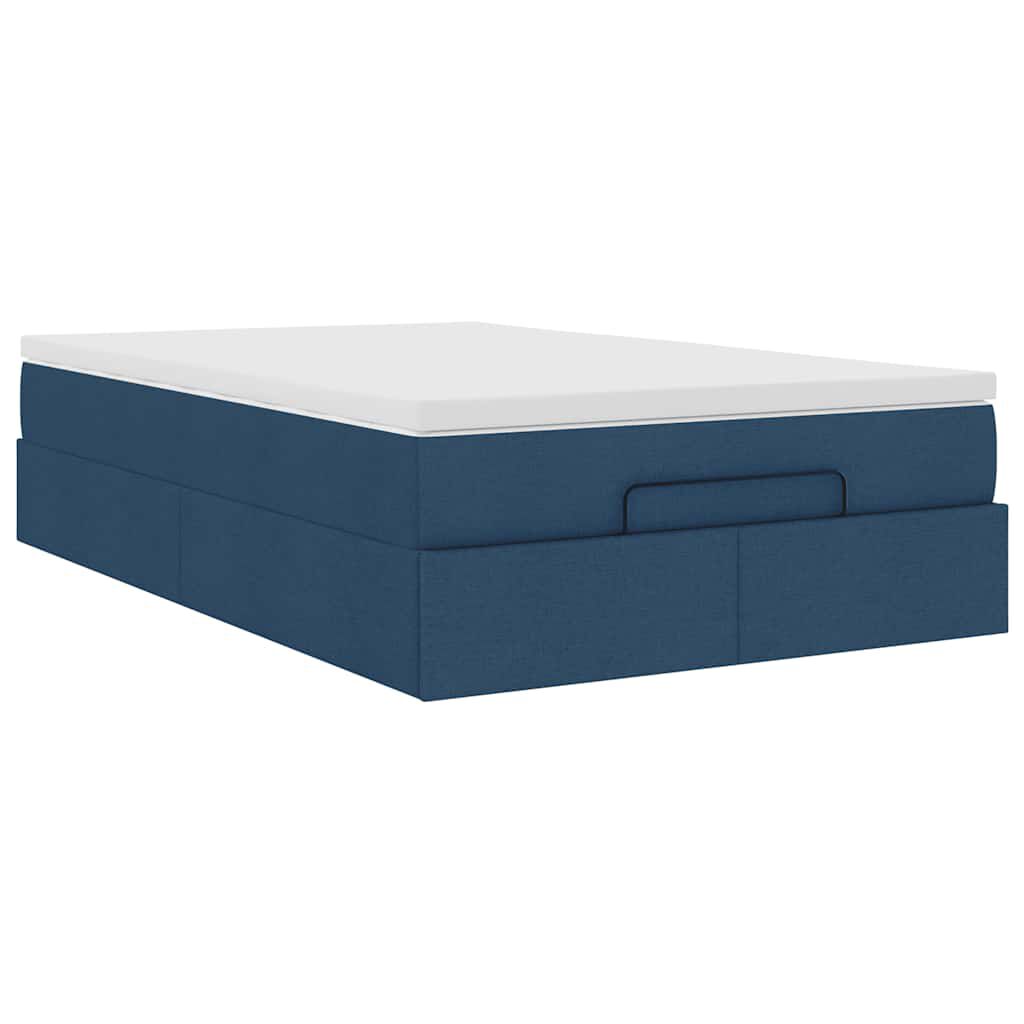 vidaXL Οθωμανικό κρεβάτι με στρώμα μπλε 120x190 cm ύφασμα