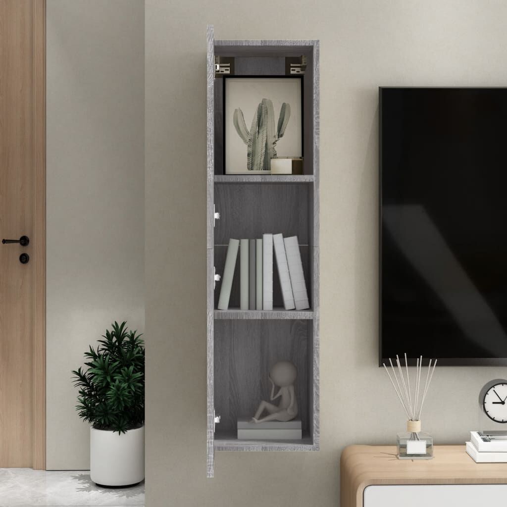 vidaXL Έπιπλο Τηλεόρασης Επιτοίχιο Γκρι Sonoma 30,5 x 30 x 110 εκ.
