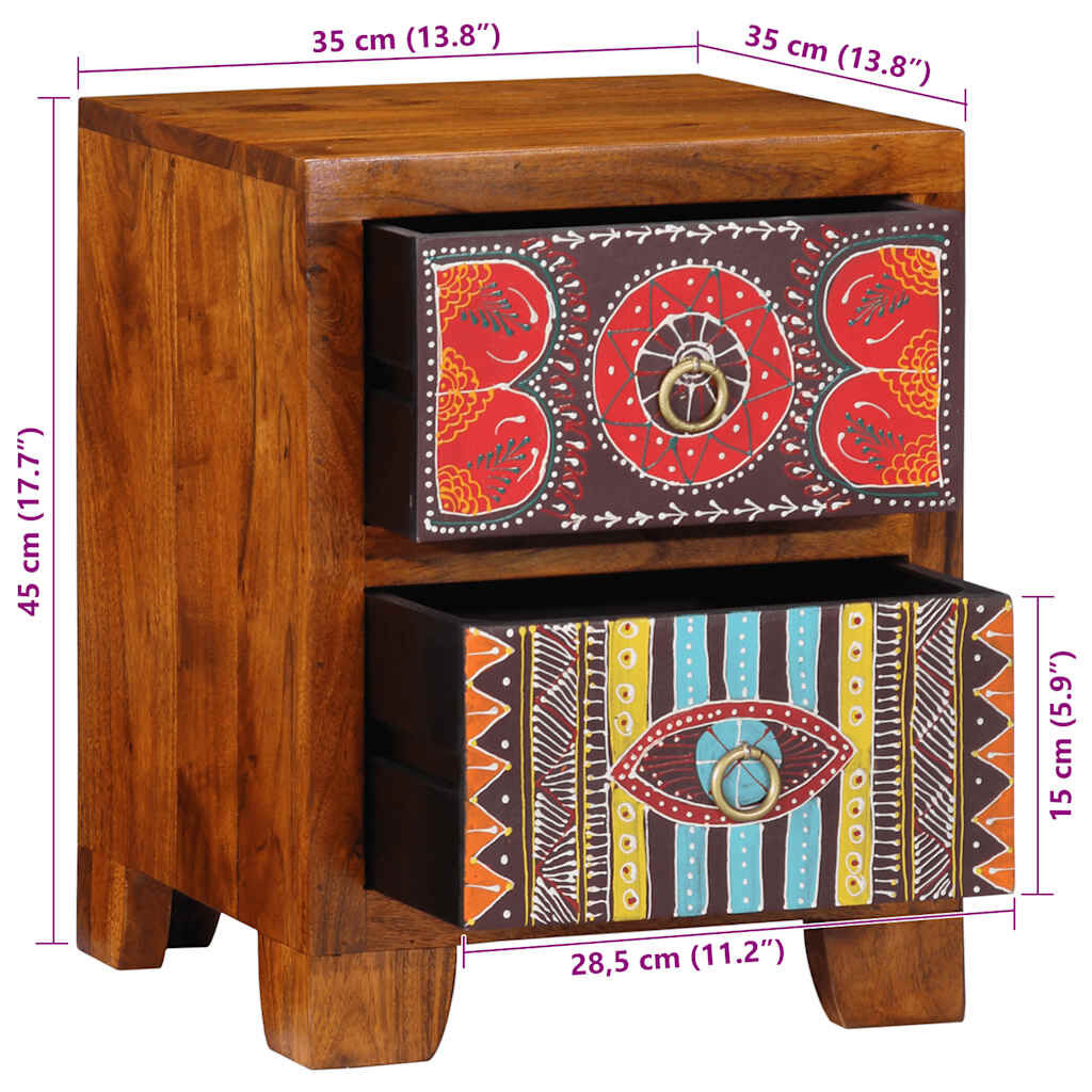 vidaXL κομοδίνο 35x35x45 cm μασίφ ξύλο ακακίας