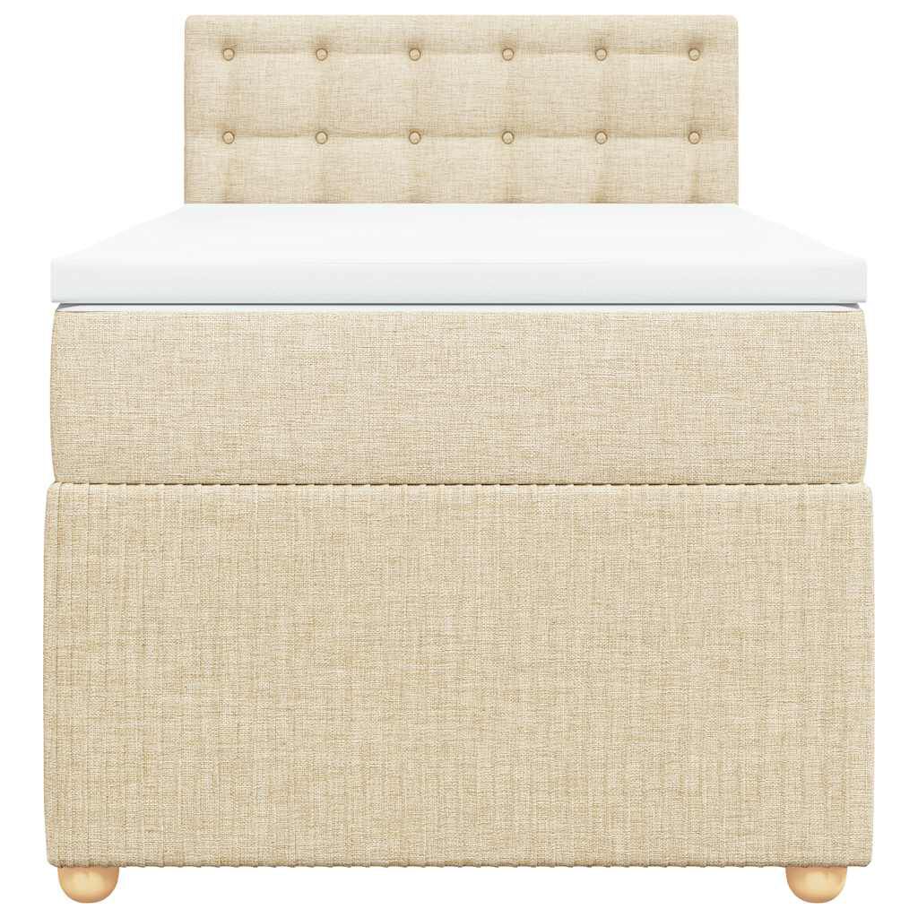 vidaXL Κρεβάτι Boxspring με Στρώμα Κρεμ 100 x 200 εκ. Υφασμάτινο