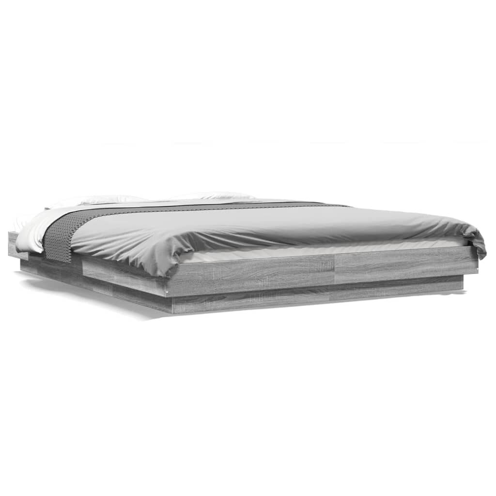 vidaXL Πλαίσιο Κρεβατιού με LED Γκρι sonoma 160x200εκ. Επεξ. Ξύλο