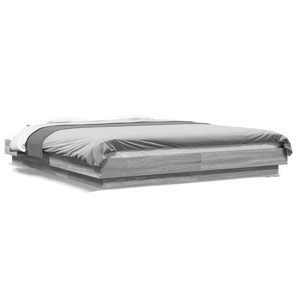 vidaXL Πλαίσιο Κρεβατιού με LED Γκρι sonoma 160x200εκ. Επεξ. Ξύλο