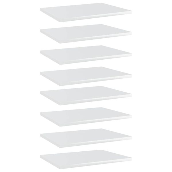 vidaXL Ράφια Βιβλιοθήκης 8 τεμ. Γυαλ. Λευκό 40x30x1,5 εκ. Μοριοσανίδα