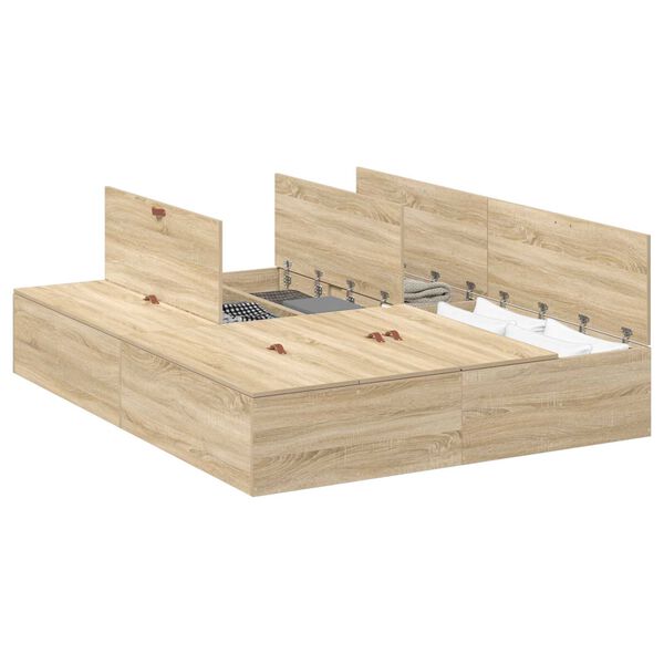 Κρεβάτι αποθήκευσης vidaXL Sonoma Oak 135x190 εκ