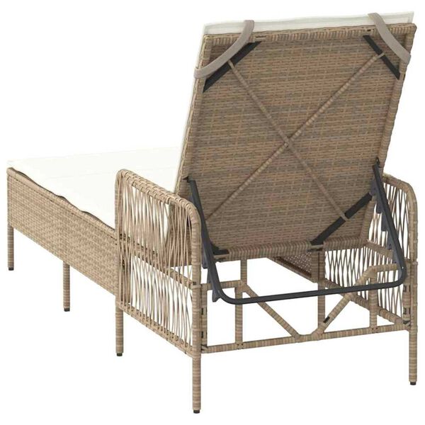 vidaXL Ξαπλώστρα με μαξιλάρι Μπεζ 157 x 55 x 92 εκ. συνθετικό ρατάν