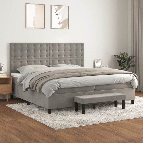 vidaXL &Kappa;&rho;&epsilon;&beta;ά&tau;&iota; Boxspring &mu;&epsilon; &Sigma;&tau;&rho;ώ&mu;&alpha; &Alpha;&nu;&omicron;&iota;&chi;&tau;ό &Gamma;&kappa;&rho;&iota; 200x200 &epsilon;&kappa;. &Beta;&epsilon;&lambda;&omicron;ύ&delta;&iota;&nu;&omicron;