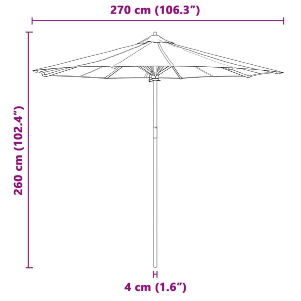 vidaXL Κρεμ Ομπρέλα Κήπου 270x260 εκ. Μπαμπού
