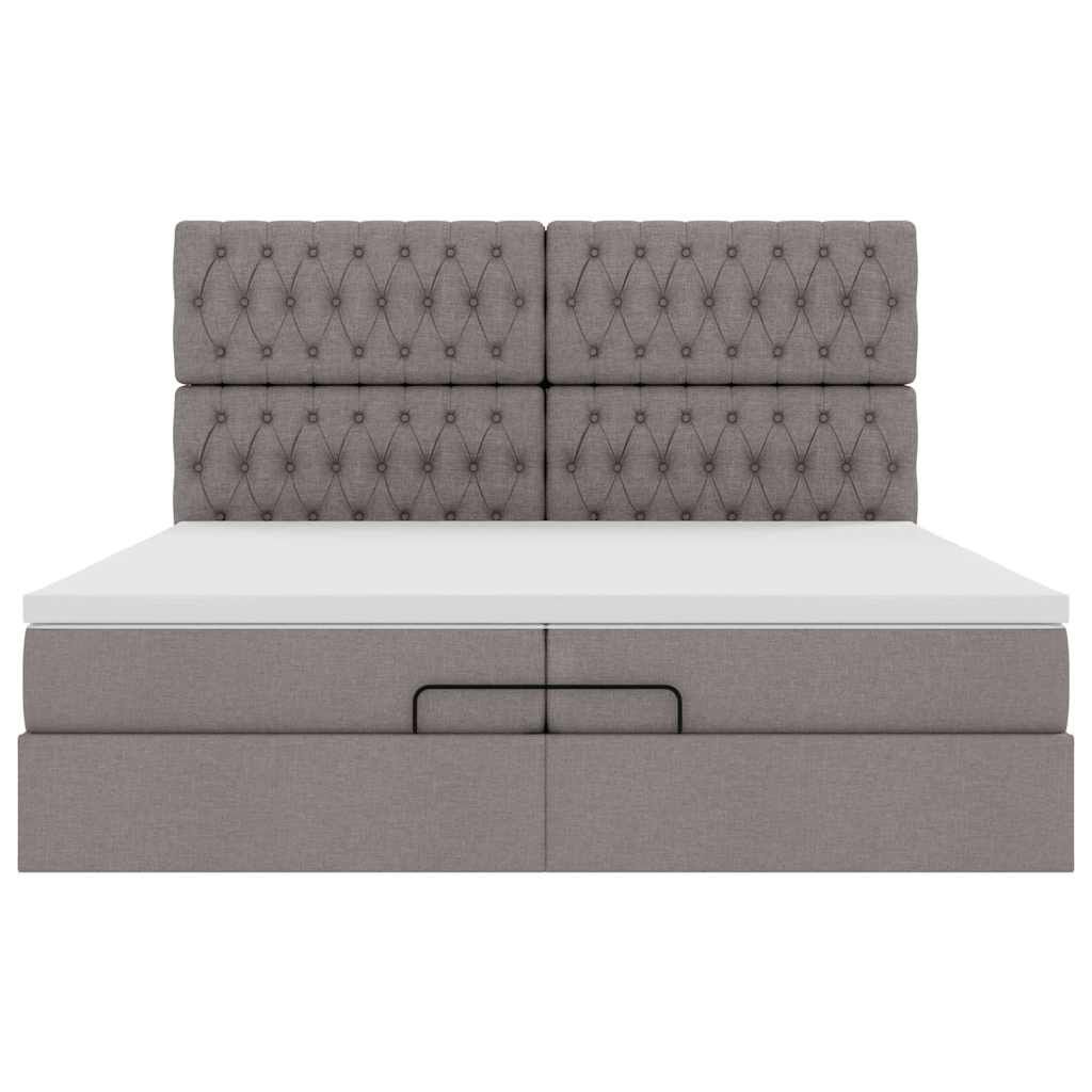 vidaXL Οθωμανικό κρεβάτι με στρώματα & LEDs Taupe 200x200cm ύφασμα