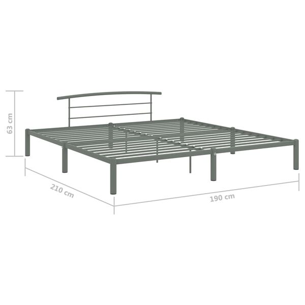 vidaXL Πλαίσιο Κρεβατιού Γκρι 180 x 200 εκ. Μεταλλικό