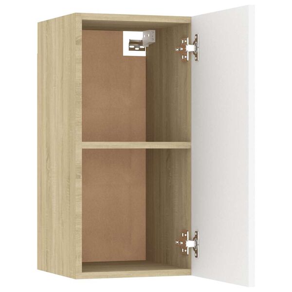 vidaXL Έπιπλο Τηλεόρασης Λευκό & Sonoma Δρυς 30,5x30x60εκ. Επεξ. Ξύλο