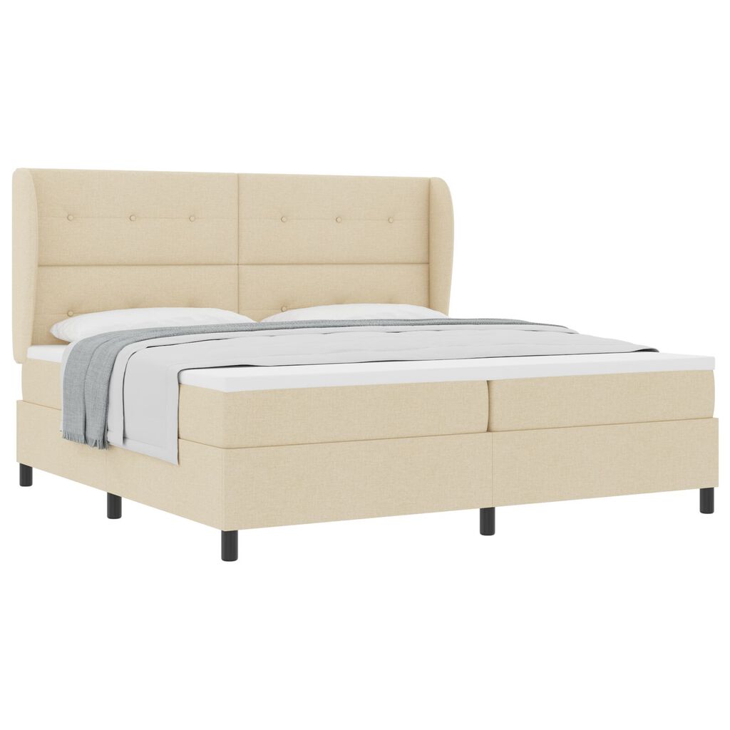 vidaXL Κρεβάτι Box Spring με Στρώμα - Κρεμ, 200x200 εκ. Ύφασμα