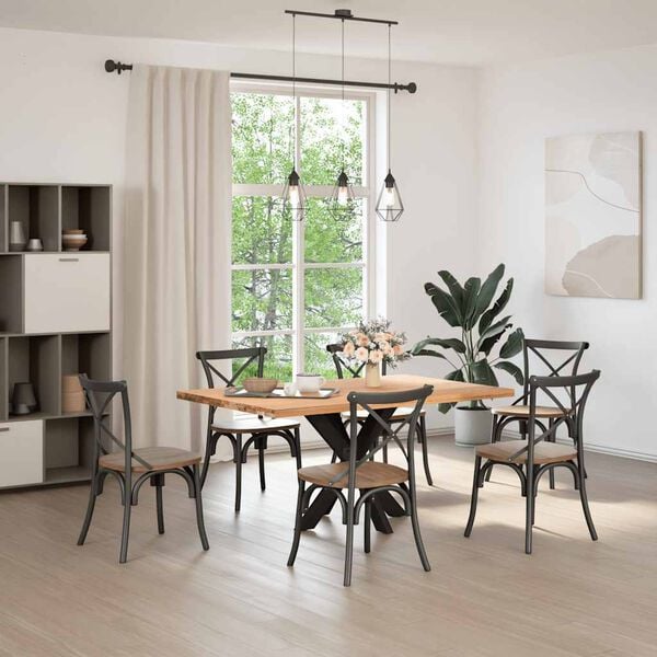 vidaXL Τραπεζαρία με Πόδια σε Σχήμα Αράχνης Μαύρο 85x85x(72-73) εκ. Ατσάλι