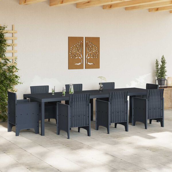 vidaXL Τραπέζι Κήπου Ανθρακί 300x100x73 εκ. Poly Rattan