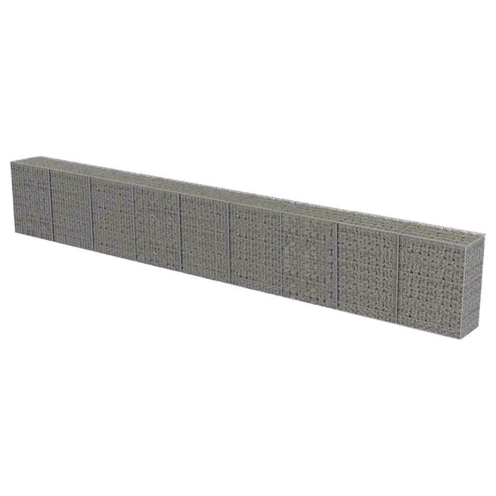 vidaXL Συρματοκιβώτιο Τοίχος 900x50x100 εκ. Γαλβαν.Χάλυβας + Καλύμματα