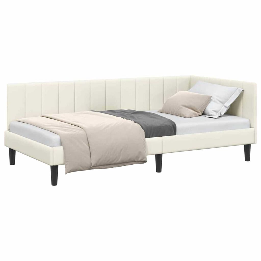 vidaXL Κρεβάτι Γωνίας με κεφαλάρι Κρεμ 100 x 200 cm Βελούδο