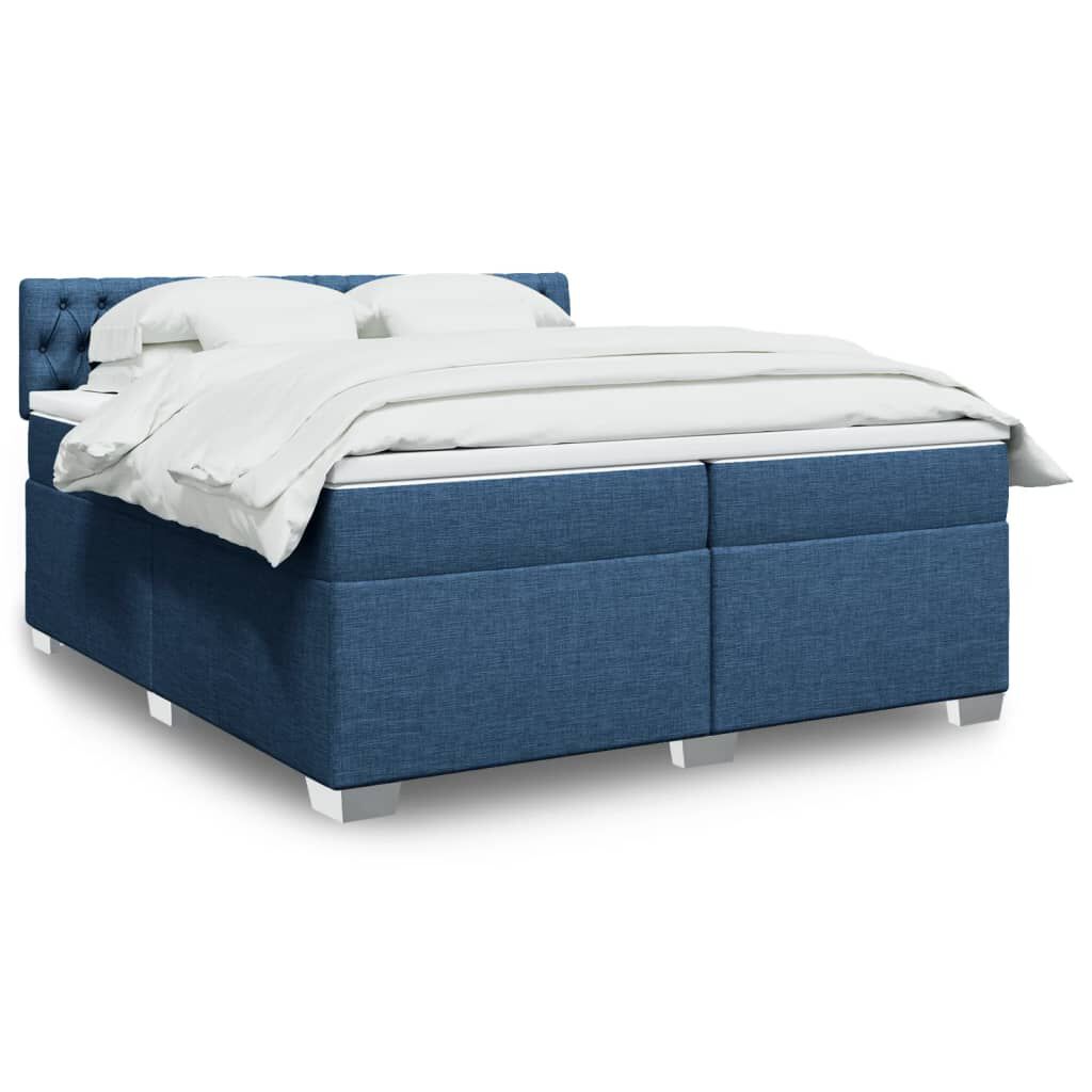 vidaXL Κρεβάτι Boxspring με Στρώμα Μπλε 200x200 εκ. Υφασμάτινο