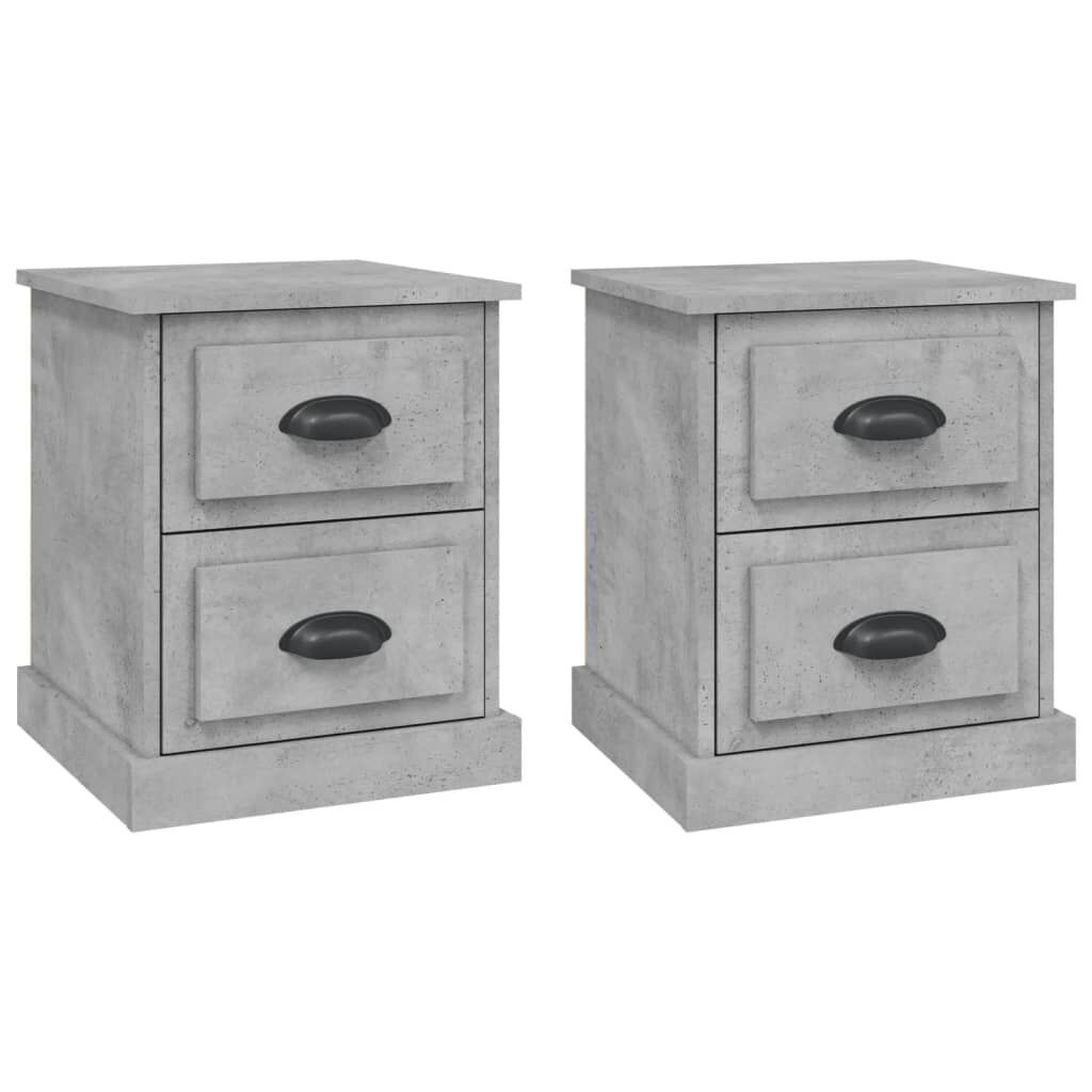 vidaXL Κομοδίνα 2 τεμ. Γκρι Σκυροδέματος 39x39x47,5 εκ. Επεξεργ. Ξύλο