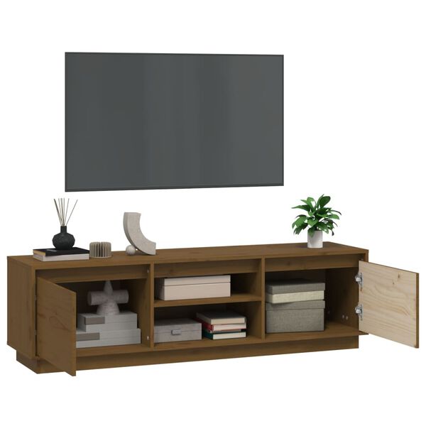 vidaXL Έπιπλο Τηλεόρασης Καφέ Μελί 140x35x40 εκ. από Μασίφ Ξύλο Πεύκου