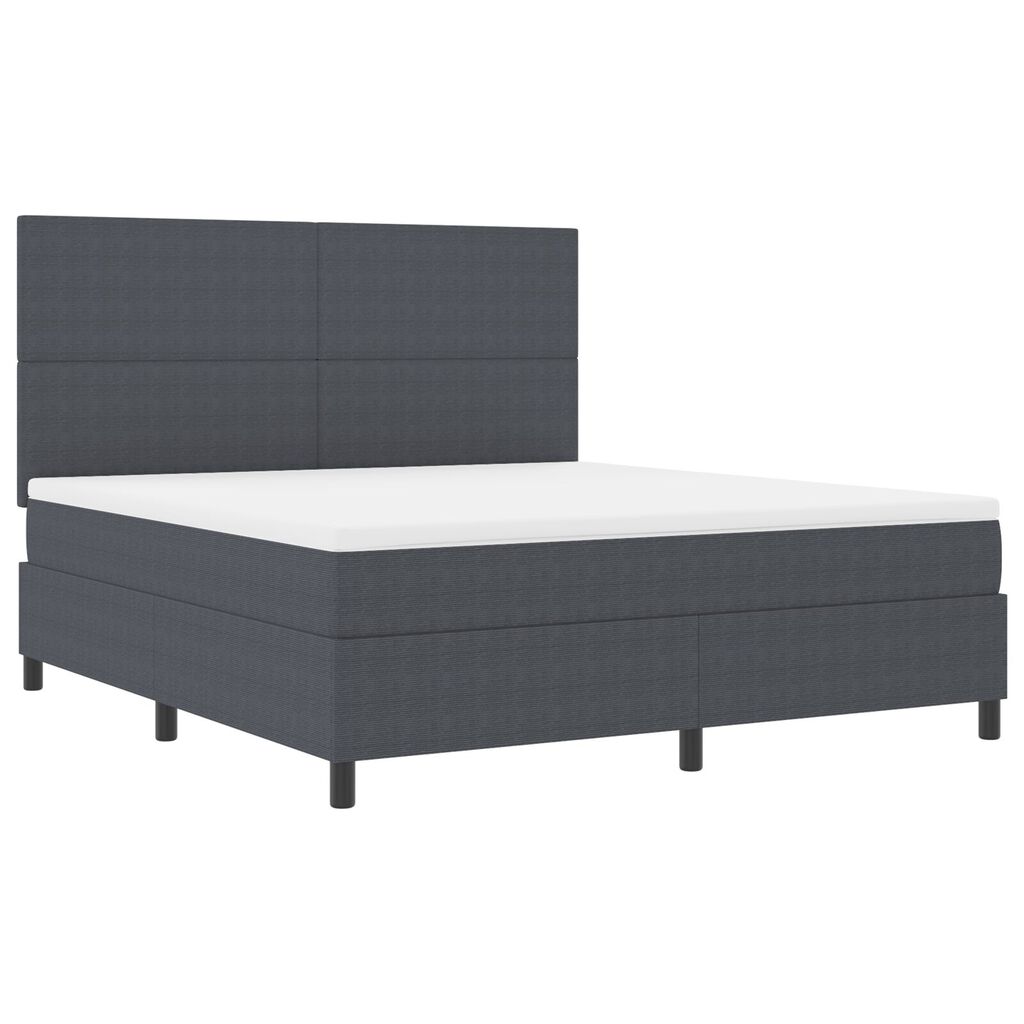 vidaXL Κρεβάτι Box Spring με Στρώμα Σκούρο Γκρι Ύφασμα Βελουτέ