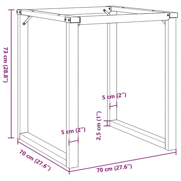 vidaXL Πόδια Τραπεζαρίας σε Σχήμα «Ο» 70x70x73 εκ. Ατσάλι