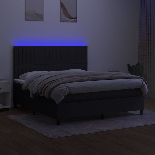 vidaXL &Kappa;&rho;&epsilon;&beta;ά&tau;&iota; Boxspring &mu;&epsilon; &Sigma;&tau;&rho;ώ&mu;&alpha; & LED &Mu;&alpha;ύ&rho;&omicron; 180x200 &epsilon;&kappa;. &Upsilon;&phi;&alpha;&sigma;&mu;ά&tau;&iota;&nu;&omicron;