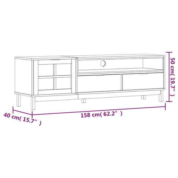 vidaXL Έπιπλο Τηλεόρασης FLAM 158x40x50 εκ. Μασίφ Πεύκο Γυάλινη Πόρτα