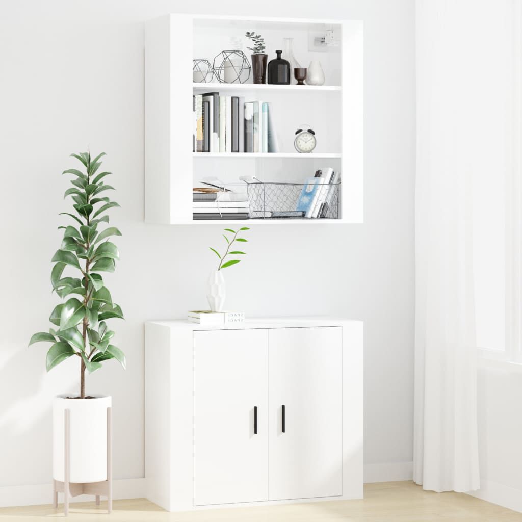vidaXL Ντουλάπι Τοίχου Γυαλιστερό Λευκό 80x33x80 εκ.Επεξεργασμένο Ξύλο
