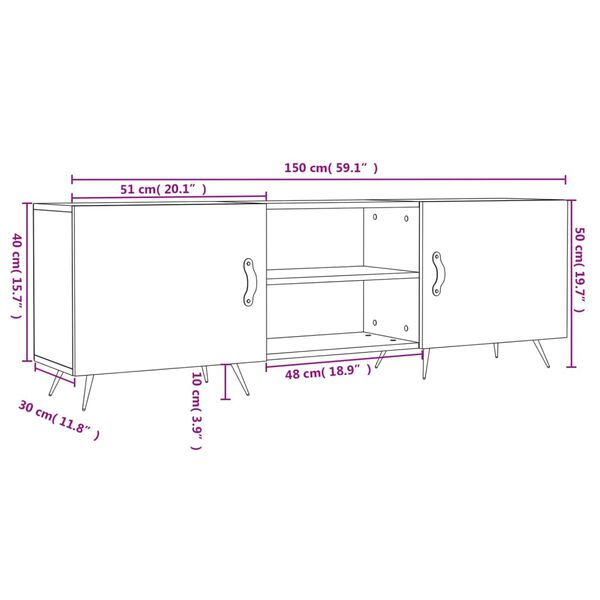 vidaXL Έπιπλο Τηλεόρασης Sonoma Δρυς 150x30x50 εκ. Επεξεργασμένο Ξύλο