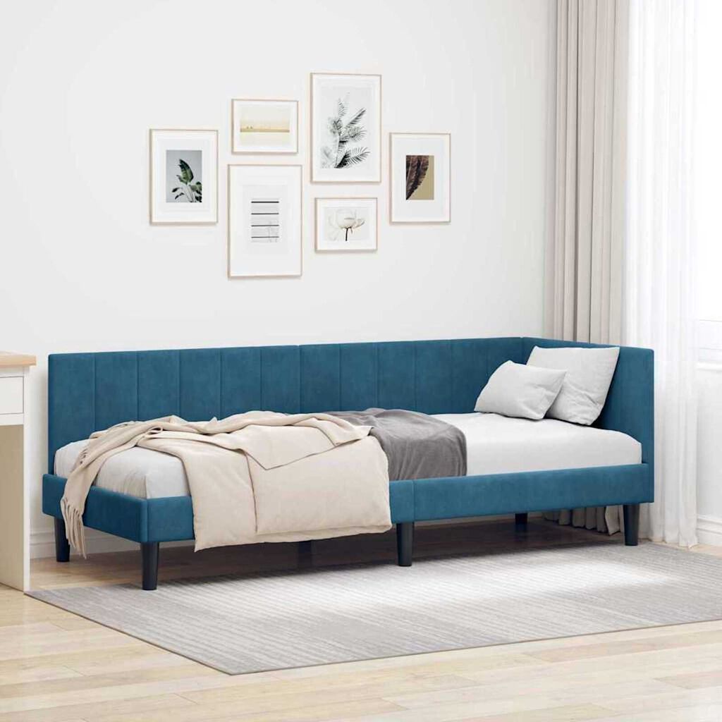 vidaXL Κρεβάτι Γωνίας με κεφαλάρι Μπλε 80 x 200 cm Βελούδο