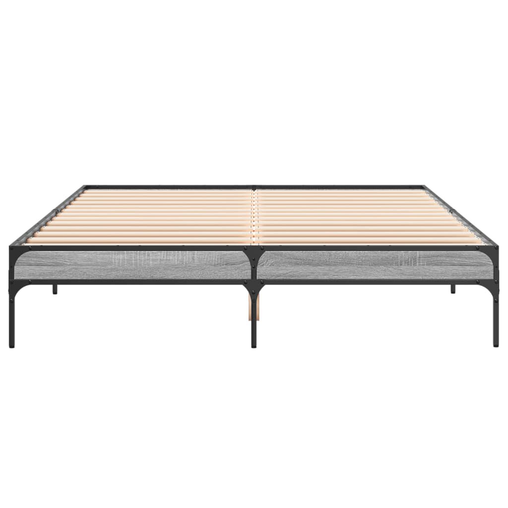 vidaXL Πλαίσιο Κρεβατιού Γκρι Sonoma 140x200 εκ. Επεξ. Ξύλο & Μέταλλο