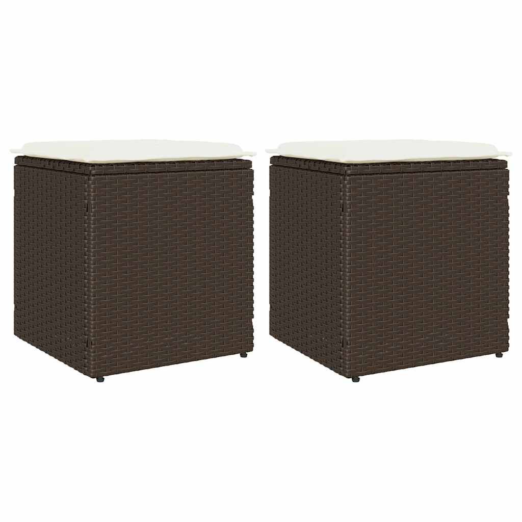 vidaXL Σκαμπό κήπου με μαξιλάρια 2 τεμάχια Καφέ 40x40x43 cm