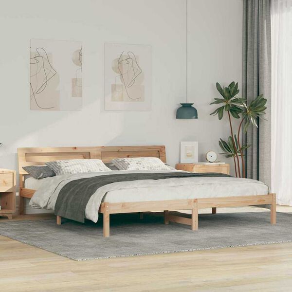 vidaXL Σκελετός Κρεβατιού Καφέ 180 x 200 cm Μασίφ ξύλο πεύκου