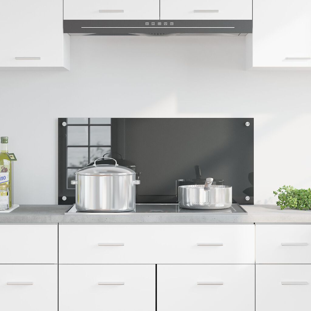 vidaXL Κουζίνα Πλακάκι Σκούρο Γκρι 90x40x0,6 εκ. Ψημένο Γυαλί
