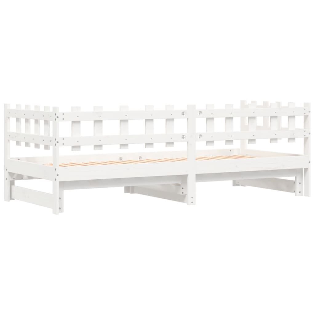 vidaXL Καναπές Κρεβάτι Συρόμενος Λευκός 2x(80x200) εκ. από Μασίφ Πεύκο