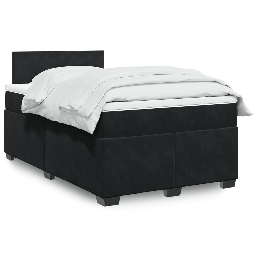 vidaXL Κρεβάτι Boxspring με Στρώμα Μαύρο 120 x 200 εκ. Βελούδινο