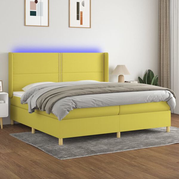 vidaXL &Kappa;&rho;&epsilon;&beta;ά&tau;&iota; Boxspring &mu;&epsilon; &Sigma;&tau;&rho;ώ&mu;&alpha; & LED &Pi;&rho;ά&sigma;&iota;&nu;&omicron; 200x200 &epsilon;&kappa; &Upsilon;&phi;&alpha;&sigma;&mu;ά&tau;&iota;&nu;&omicron;