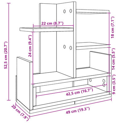 vidaXL Έπιπλο Οργάνωσης Γραφείου Μαύρο 49x20x52,5εκ Επεξεργασμένο Ξύλο