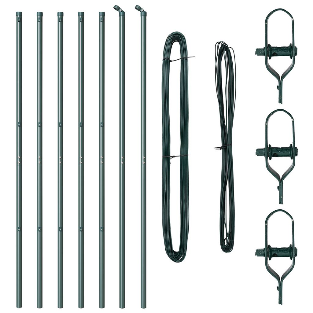 vidaXL Κολώνες Φράχτη 7 τμχ Πράσινο Ø32 mm 170 cm Γαλβανισμένος Χάλυβας