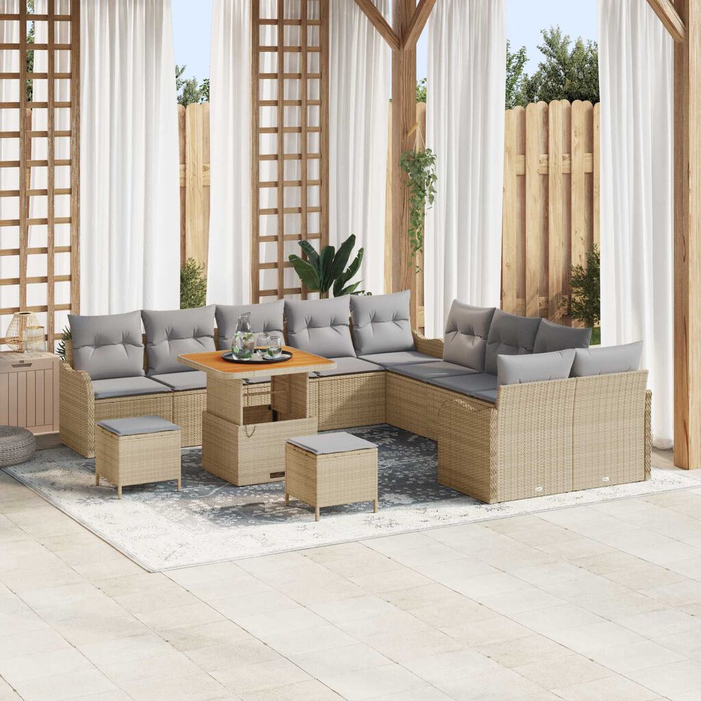 vidaXL Σετ Καναπέ Κήπου 13 pcs Μπέζ και Ανοιχτό Γκρι 80 x 80 x 71 cm