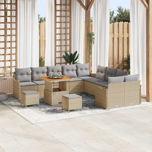 vidaXL Σετ Καναπέ Κήπου 13 pcs Μπέζ και Ανοιχτό Γκρι 80 x 80 x 71 cm