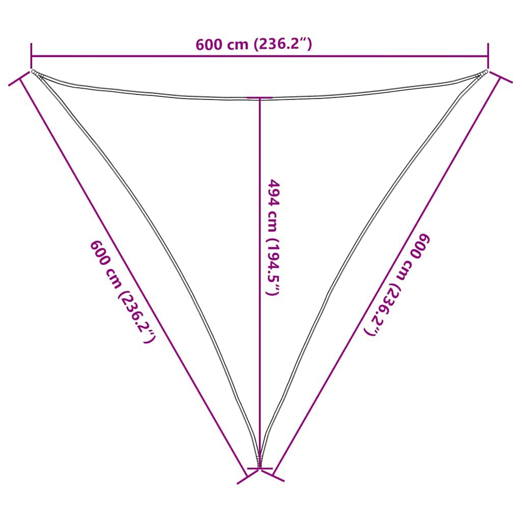 vidaXL Πανί Σκίασης Μπεζ 6 x 6 x 6 μ. από HDPE 160 γρ./μ²